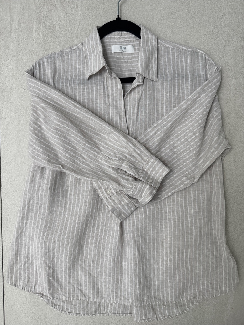 UNIQLO Women's Premium Linen Skipper Collar 3/4 Sleeve Shirt